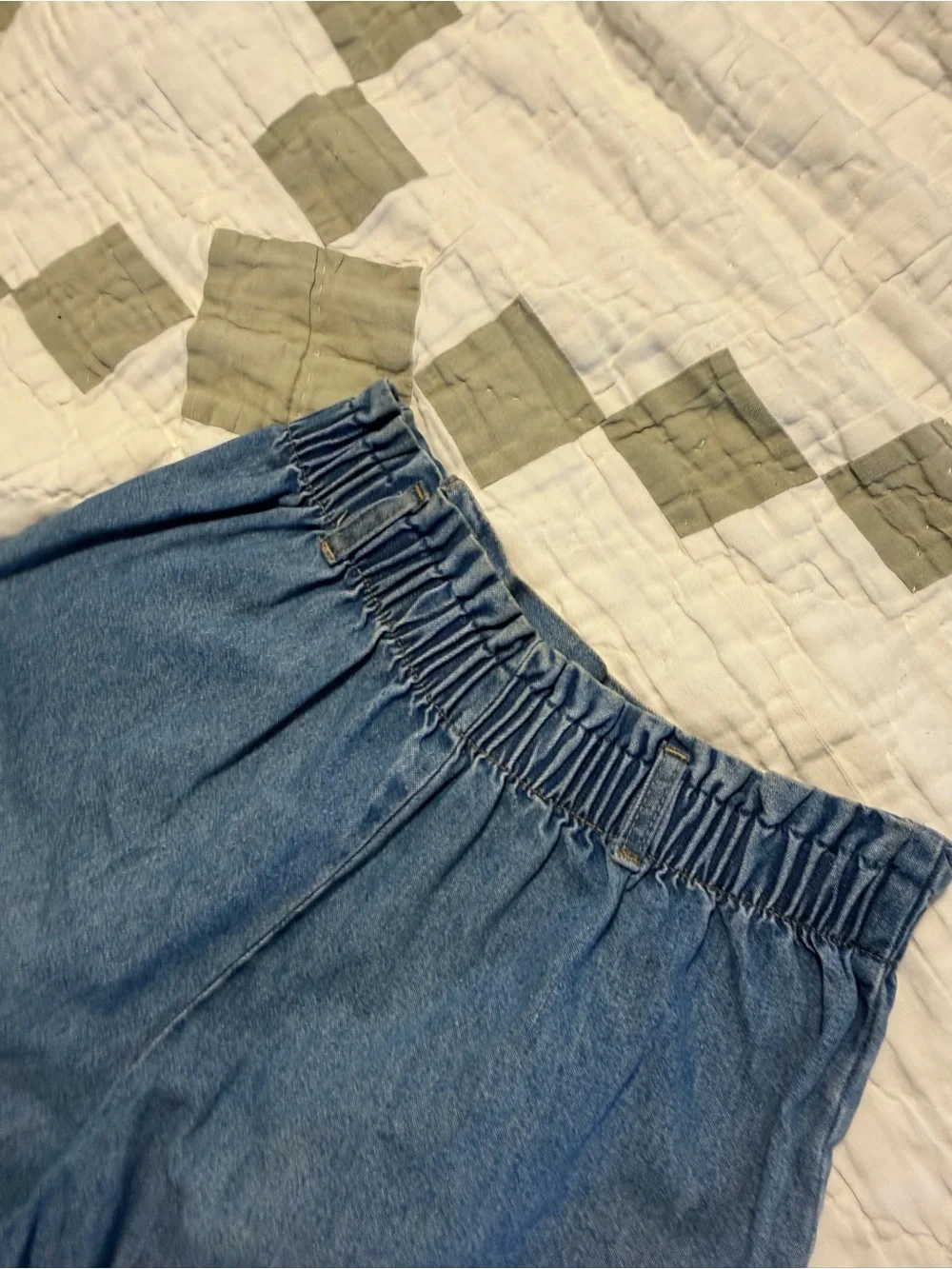 High-Waist Blue Denim Paperbag Shorts